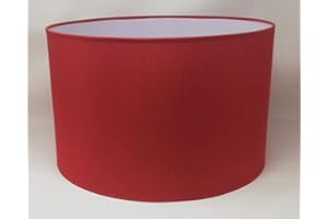 RUSEPIN Zylinder Lampenschirm Baumwolle Stoff handgefertigt für Deckenleuchte, Tischleuchte, Stehlampe (Rot, 35 cm Durchmesser 23 cm Höhe)