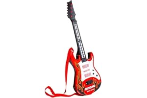 GSV Essentials Music Toy Guitar with Lights, Battery Operated, Learning Toy for Kids, Rock Band Guitar for Boys and Girls, Red and Black