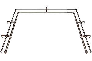 HOTOZON 1 Inch Double Bay Window Curtain Rods, 36-72 Inch Telescoping Center Rod, 20-36 Inch Adjustable Side Rod Set, Antique Bronze, End Cap Finials