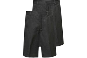LISTERS SCHOOLWEAR Boys Twin-Pack School Shorts - Adjustable Waist - Black Grey Navy - Ages 2-14y
