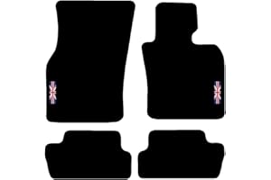 Carsio Carpet Car Mats For MINI 2014 Onwards (F56 F57) 3 Door with Union Jack Flag logo Tailored Fit Floor Mat Complete Accessory Custom Fitted - All Weather, Anti-Slip Backing & Black Trim