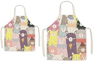 EYANDS Eyand Grembiule da cucina per genitori e bambini - Grembiule da cucina in lino con motivo carino per mamma e bambini, grembiule da cucina con pittura