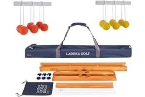 UBER GAMES Original 2024 Leitergolf Spiel - Top Qualität Leiterspiel Wurfspiel - Profi mit offizielle Soft Bolas (Fluororange und Gelb) - Unzerbrechliche Stangen - Luxustaschen