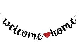AINIUNIU Herzlich Willkommen Girlande, Willkommen Zuhause Banner, für Familie Party Einzug Dekoration, Herzlich Willkommen Baby Welcome to Home für Freund Verwandte Baby Gesundheit (Schwarz)