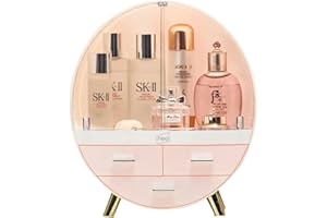 Neo 2 Drawer Round Desktop Cosmetic Makeup Display Storage Box Organiser Cabinet (Pink)