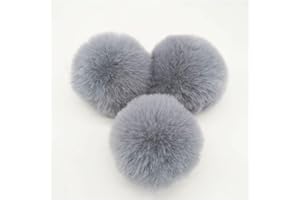 BrightGlow Kunstfell Pompon 8cm Weiche Pompons zum Basteln Groß Pom Pom Bälle Fellbommel Kunstfell-Pom-Poms DIY Pom Pom Bälle Kaninchenfell Bommel für Mützen Beanies Tasche Mittelgrau 10 Stück