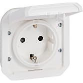 Legrand - 16A socket with side ground contact - Plexus - Waterproof IP55 - Componable to install with box or frame - White -