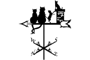 CNMJI Weathervane Cat Ornament Weather Vane Measuring Tool Stainless Steel Weathercock Wind Direction Indicator with Anti-Rust Coating for Garden Patio Yard Ornament Decoration