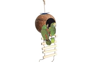 GEMINI_MALLL Gemini_mall Natural Coconut Shell Bird Nest House Bed for Pet Parrot Budgie Parakeet Cockatiel Conure Canary Finch Dove Cage Hamster Rat Gerbil Mice Cage Feeder Toy C
