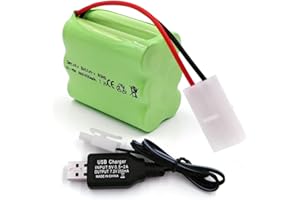 Gecoty® Batería 7.2V 2400mAh RC, batería Recargable NiMH AA con Cable de Carga USB y Enchufe KET 2P para Juguetes de Control Remoto, iluminación, Herramientas eléctricas, electrodomésticos