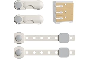 Zasjon 4 Pezzi Sicurezza Cassetti Bambini, Blocca Cassetti per Bambini con 3M Adesivo, Nessun Trapano Necessarioc, per Armadietto, Cassetto, Armadio, Frigorifero