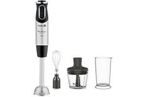 Moulinex DD6558 Quickchef 3in1 Frullatore a Immersione, 1000 W, Mixer con Tecnologia Powelix e 10 Velocità, 3 Accessori, Bicchiere 800 ml, Tritatutto 500 ml e Frusta, Lame in Acciaio Inossidabile