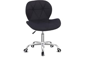 HADWIN Modern Fabric Swivel Office Chair, Height Adjustable Padded Armless Desk Chair with Wheels for Home Office, Black