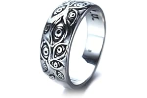 Kemelo Vintage Punk Carved Eyes Ring Hip Hop Rock Culture Finger Ring Metal Rings Gifts,Rings For Women,10