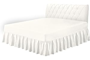 COTON MODE Cream Double Valance Sheet - Easy Care Frilled Base Fitted Valance Sheet 137CM x 190CM - Poly Cotton Bed Skirt Valance Sheet