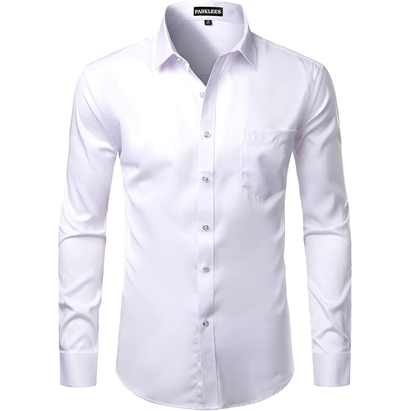 LucMatton Men's Stylish Stretch Wrinkle-Free Dress Shirt Formal Long Sleeve  Slim Fit Button Down Shirts for Wedding Party Ink Blue Medium :  Amazon.co.uk: Fashion