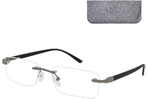 Mini Brille - Occhiali Anti Luce Blu Senza Montatura Rettangolari – Lenti Ultra Leggere, Aste in Acciaio Inox, Eleganti Occhiali Unisex con Filtro Luce Blu per Uomo e Donna