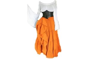 COSCOOL Damen Retro Mittelalter Kleid mit Trompetenärmel, Mittelalterliche Viktorianischen Königin Kleider Renaissance Gotisch Maxikleid Karneval Halloween Party Prinzessin Kostüm