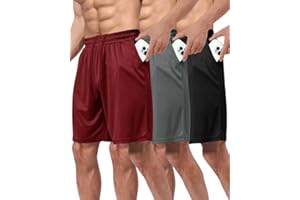 BOOJO 3er Pack Sporthose Herren Kurz Hosen mit Taschen Sport Shorts Schnell Trocknend Trainingshose für Gym Fitness