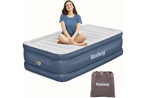 Tritech™ BESTWAY uppblåsbar enkelsäng, 191 x 97 x 51 cm, med integrerad elektrisk pump och sängram