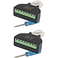 MX 2 Pcs RJ45 8 Pin Screw Terminal Block Adaptor Converter RJ45 Socket Video for AV Digital Plug Cable AV CCTV UTP Cat5 Cat6 Cat7 Connectors PERENT (MX-S-031-2, 2)