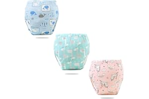 ANSO 3 Packs Baby Potty Training Pants Boys Girls Training Underwear Reusable Toddlers Toilet Training Pants