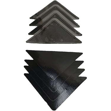 Lot De 4 Tapis Antidérapants - 4 Coins - Plus 4 Fixations Supplémentaires - Sous-couche Idéale Antidérapante Pour Les 4 Coins - Dimensions : Environ 11 X 11 X 15 Cm - Noir