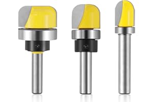 ORTVIAI 3 Piezas Fresas para Madera de Fondo Redondo, 8mm Fresas para Carpintería, Punta De Carburo, Accesorios para Carpintería, para Madera Blanda, Madera Dura, Tableros Compuestos