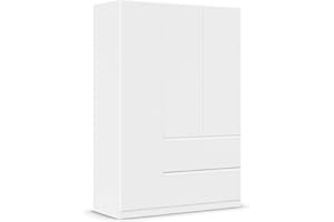 ‎RAUCH MÖBEL Rauch Möbel Costa, Drehtürenschrank, Kleiderschrank, 3-türig, 2 Schubkästen, Alpinweiß, Push-to-Open, Griffprofil alpinweiß, 136x197x54 cm