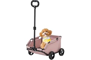 HUOLE Mini passeggino pieghevole per piccoli animali domestici, con maniglia di trazione estensibile, 51 x 35 x 31 cm (rosa)