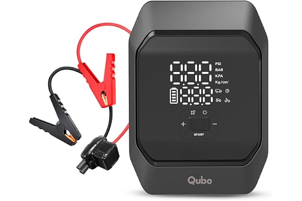 Qubo Digital 2-in-1 Battery Jump Starter + Tyre Pressure Inflator by Hero Group 160 PSI 8000 mAh Power Bank for Mobile Phones Emergency Start Pre-Set Pressure