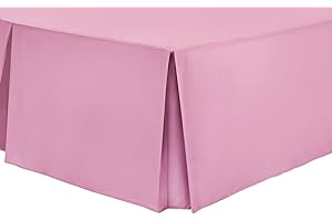NIMSAY HOME Easy Care Plain Dyed Polycotton Box Pleated Base Platform Valance Bed Sheet with 40cm (16 inch) Skirt - King - Pink