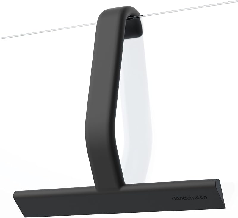 dancemoon JustHang Shower Squeegee, All-in-One Piece Silicone Squeegee with Built-in Hook, Streak-Free Cleaning for Shower Doors, Windows, Mirrors, Tiles, Cars, 25 cm, Black