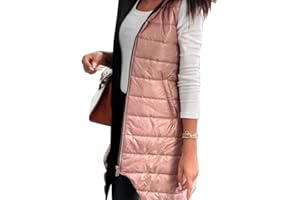 ORANDESIGNE Gilet con Cappuccio Donna Lungo Cappotto Piumino Senza Maniche Giacca Donna Elegante Cerimonia Tinta Unita Giacca Blouson Casuale Gilet Giacca con Tasche