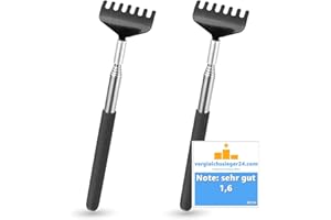 TK GRUPPE TIMO KLINGLER Gratte-dos 2 pièces pour massage du dos - stable et extensible - tige télescopique avec large main de grattage contre les démangeaisons - appareil de massage comme grattoir pour le dos