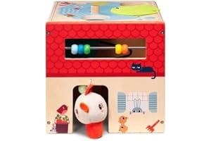 LILLIPUTIENS - Drewniane wiadro do aktywności - Motyw rolniczy - Idealny dla niemowląt i dzieci - Przebudzenie zmysłów i zdolności motorycznych najmłodszych - Zabawka edukacyjna - Od 12 miesięcy