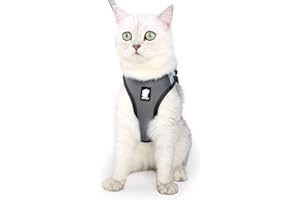 Harnais Chat - LIANZIMAU Harnais Chaton Réglable Ensemble de Harnais et Laisse pour Chat Animal Domestique Imperméable Réfléchissant en Maille Souple Respirante S