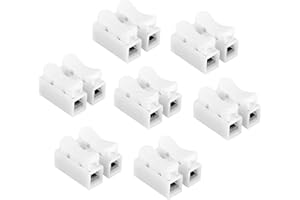 VIPMOON 50pcs CH2 Spring Wire Connectors, Spring Clamp Terminal Cable Clamp Connector, 240V Electrical Cable Clamp Terminal Block, 2 Pin Push-in Quick Terminal Wire Cable Clamp