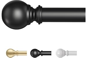 Time Forest Black Curtain Poles 76 to 152cm, 16mm Diameter Thin Curtain Pole for Light and Medium Weight Curtains Metal Adjustable Curtain Rod for Eyelet Curtains for Windows Door