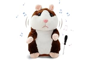 Wishstar mówiący chomik, pluszak powtarzający się, zabawka pluszowa, nadaje się dla dzieci, prezent urodzinowy (ciemnobrązowy)