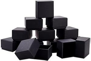 BENECREAT 24 Pack Negra Caja de Joya Caja de Cartón Craft con Almohadilla de Terciopelo Elegante para Presentación de Anillo 5.7x5.7x3.7cm