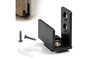 SMANDY Barn Door Bottom Guide - Heavy Duty Sliding Door Hardware with Screws - Black Carbon Steel