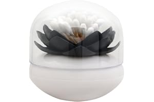 SAN BODHI Boîte de rangement pour cotons-tiges en forme de lotus - Stockage de cotons-tiges ou cure-dents, noir, Taille unique
