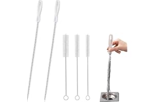 CATOR 5 Pcs Brosse de Nettoyage de Drain D'égout, avec 2 Deboucheur Evier de 45cm et 3 Brosses à Tubes pour Débouchage de Canalisation et Les Tuyaux, Vidange Drague Outil pour Salle de Bains Cuisine