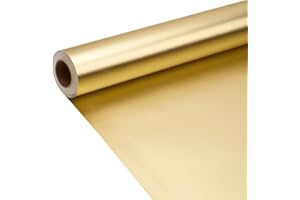 ZHNERY Rouleau de papier cadeau doré mat 9 m, 43 cm, couleur unie, effet nacré, pour anniversaire, Noël, baby shower, décoration de cadeaux de festival