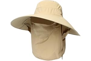 HYCOPROT Super Wide Brim Sun Hats for Men, Outdoor Fishing Bucket Boonie Hat Waterproof Breathable Mesh Cap for Hiking Travel Camping Gardening & Boating