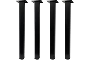 ‎JAHOF Jahof Tischbeine Metall Schwarz 70cm, Tischkufen Quadratrohr Höhenverstellbar, Möbelfüße Verstellbar, Vierkant-Profil 50x50mm, Tischfüße für Schreibtisch, Esstisch, Couchtisch, Bürotisch, 4 Stück