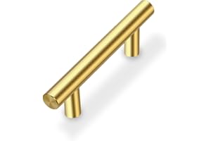 Drenky 10 piezas Dorado Aleación de acero inoxidable tirador puerta corredera Cocina Armario Cajón Manija Tire del gabinete Manija con tornillos 64 mm Centros de orificio