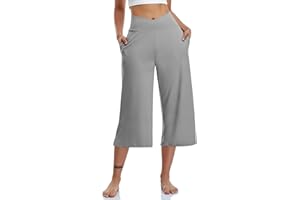 GENERIC Pantaloni Donna Estivi Pantalone Pinocchietto Eleganti Curvy Palazzo Leggeri Comodi Larghi Vita Alta con Tasche Casual Pants Harem Gamba Larga Tinta Unita Elastici Abbigliamento Cropped Elegante