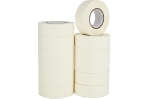 ASelected Premium Masking Tape 12 Rolls (25Mm X 30M) White Masking Tape Painting Tape For Painters, Decorators Professional Diy Use Painting Office Home Crafts and More